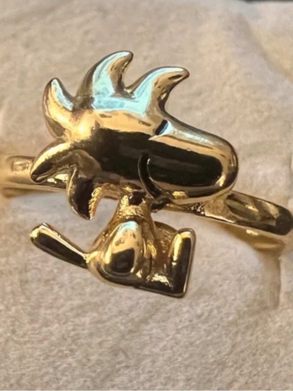 “New” Women’s Size 7 “Woodstock” Gold Over 925 Sterling Silver Ring.  Peanuts.